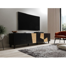 RTV cabinet ETNA 200x42x52 black matt + oak craft