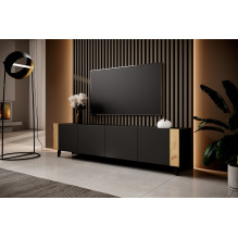 TV cabinet FARO 200x42x52 black matt + oak craft