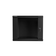 Lanberg 19'' wall-mounted installation cabinet 9U 600x450mm black (glass door)