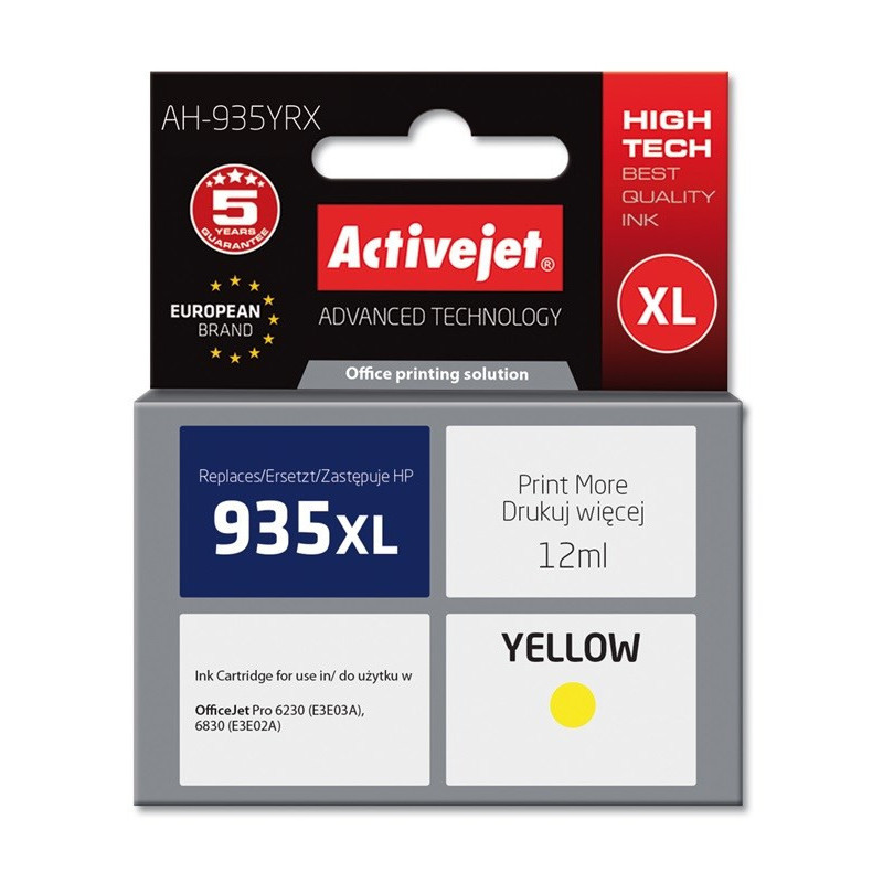 Activejet AH-935YRX ink (replacement for HP 935XL C2P26AE Premium 12 ml yellow)