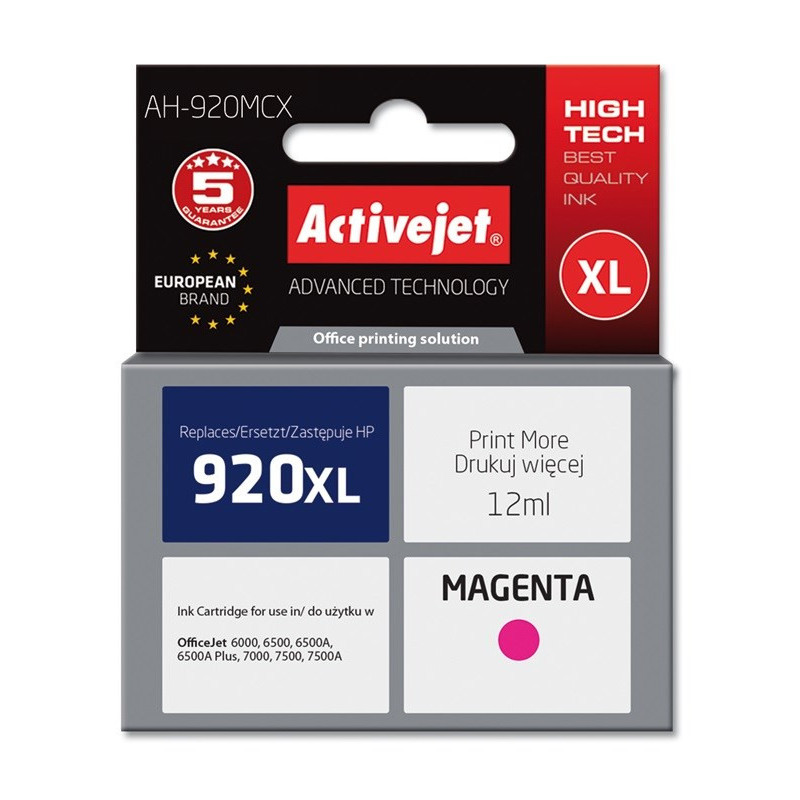 Activejet AH-920MCX Ink Cartridge (replacement for HP 920XL CD973AE Premium 12 ml magenta)