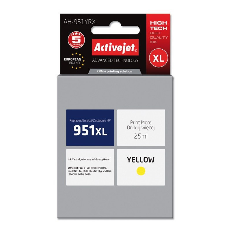 Activejet AH-951YRX Ink Cartridge (replacement for HP 951XL CN048AE Premium 25 ml yellow)