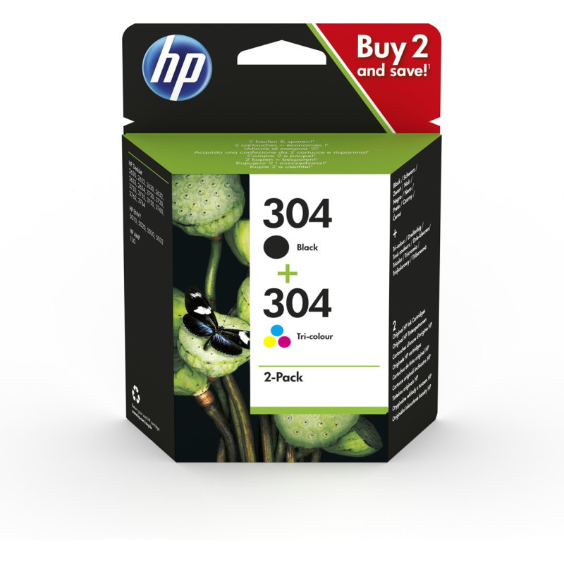 HP 304 2-pack Black / Tri-color Original Ink Cartridges