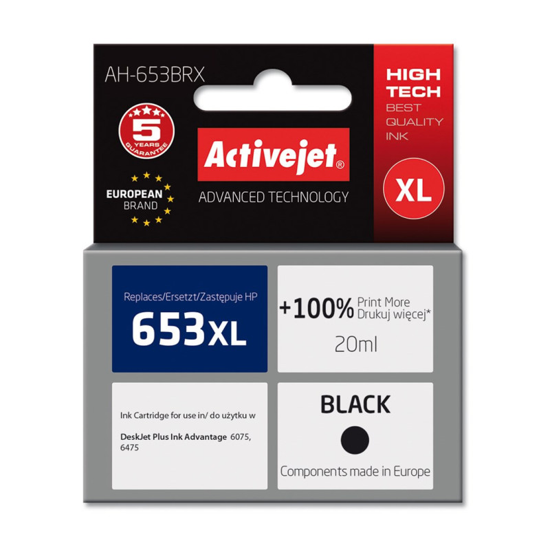 Activejet AH-653BRX ink (replacement for HP 653XL 3YM75AE Premium 720 pages black)