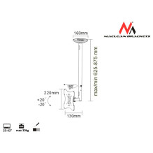 Maclean MC-504A S Adjustable Ceiling Bracket 23&quot;-42&quot; 30kg