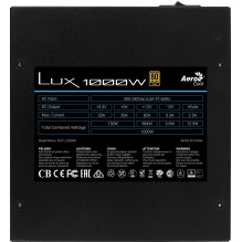 Aerocool LUX1000 kompiuterio maitinimo šaltinis 1000W 80 Plus Gold 90% efektyvumo juoda