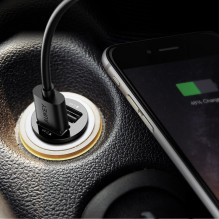 AUKEY CC-S1 Mini mobiliojo įrenginio įkroviklis 2xUSB-A 24W 4.8A Black Auto