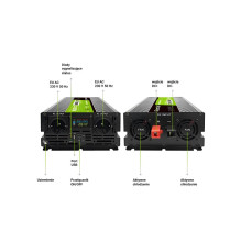 Green Cell įtampos keitiklis PowerInverter LCD 24 V 3000W / 60000W Automobilinis keitiklis su ekranu - gryno sinuso mait