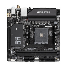 Gigabyte A520I AC pagrindinė plokštė – palaiko AMD Ryzen 5000 serijos AM4 procesorius, 6 fazių skaitmeninį VRM, iki 5300