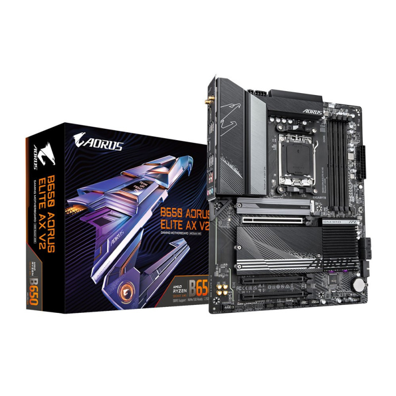 Gigabyte B650 AORUS ELITE AX V2 Motherboard - Supports AMD AM5 CPUs, 12+2+2 Phases Digital VRM, up to 8000MHz DDR5 (OC),