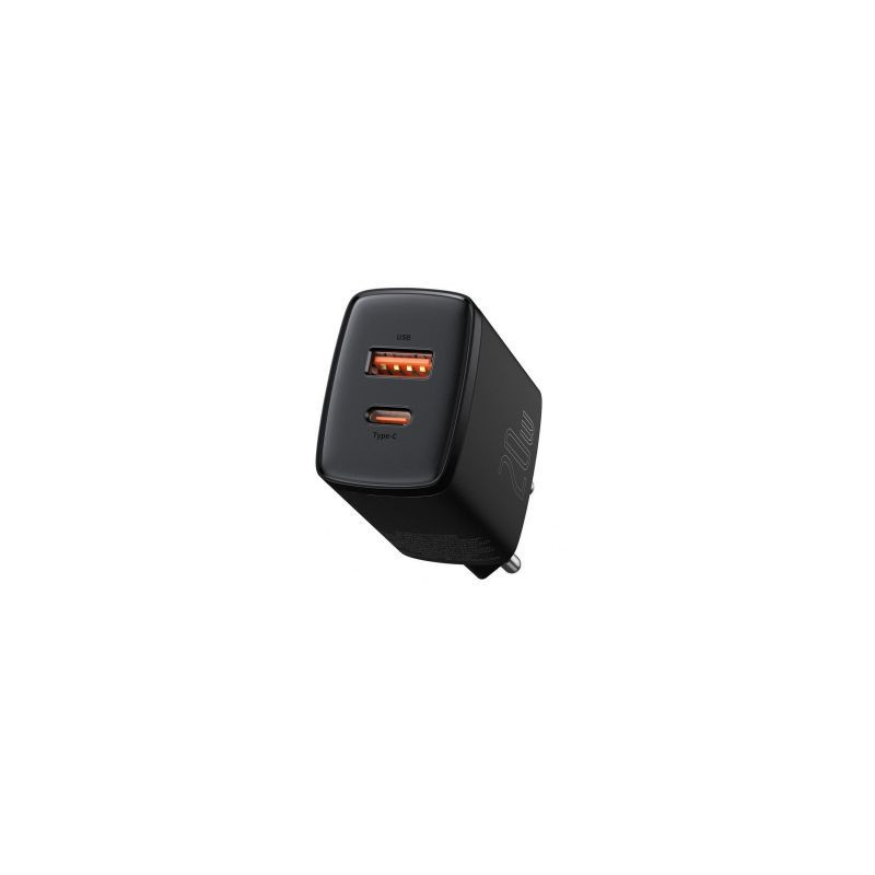 Baseus Baseus kompaktiškas greitas įkroviklis USB / USB Type C 20W 3A Power Delivery Quick Charge 3.0 black (CCXJ-B01)