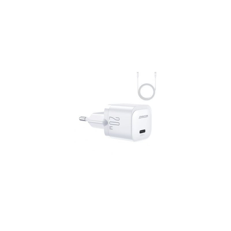 Joyroom Joyroom JR-TCF02 USB-C PD 20W sieninis įkroviklis + USB-C laidas - baltas