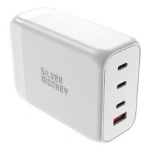 Silver Monkey Silver Monkey SMA156 200W GaN įkroviklis 3x USB-C PD USB-A QC 3.0 su nuimamu maitinimo laidu – balta