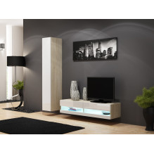 Cama TV stovas VIGO NEW 30 / 140 / 40 sonoma / baltas blizgus