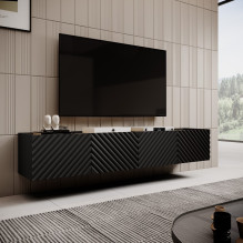 4D RTV cabinet ONDA 200x40x35-54 black (standing or wall mounted)