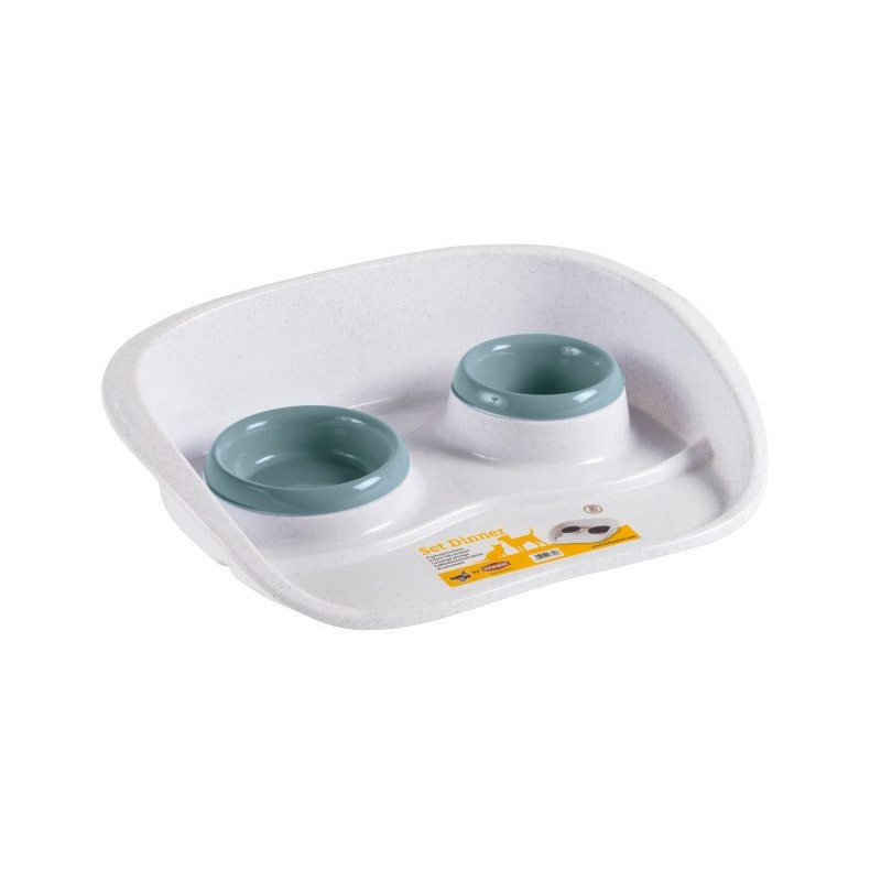 KERBL Double bowl for dog or cat with stand - 300 ml / 250 ml