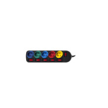 Maclean MCE204M power extension 1.5 m 5 AC outlet(s) Indoor Black, Multicolour