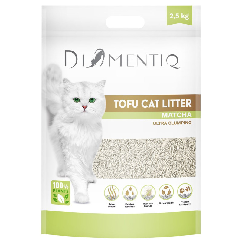 DIAMENTIQ Tofu Matcha Ultra clumping - plant-based litter - 2.5 kg