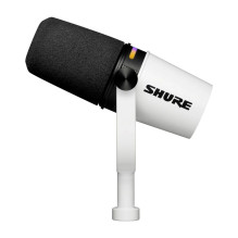 Shure MV7+-W – stotelinis / balso mikrofonas su XLR / USB-C jungtimi, baltas