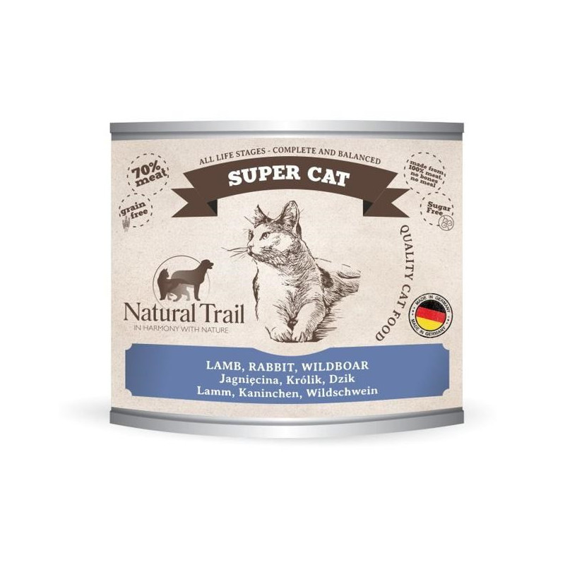 NATURAL TRAIL Super Cat Lamb, rabbit, wild boar - wet cat food - 200g