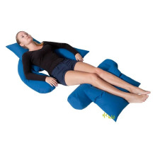 Bed positioning cushion U-crescent in silicone fibre Blue