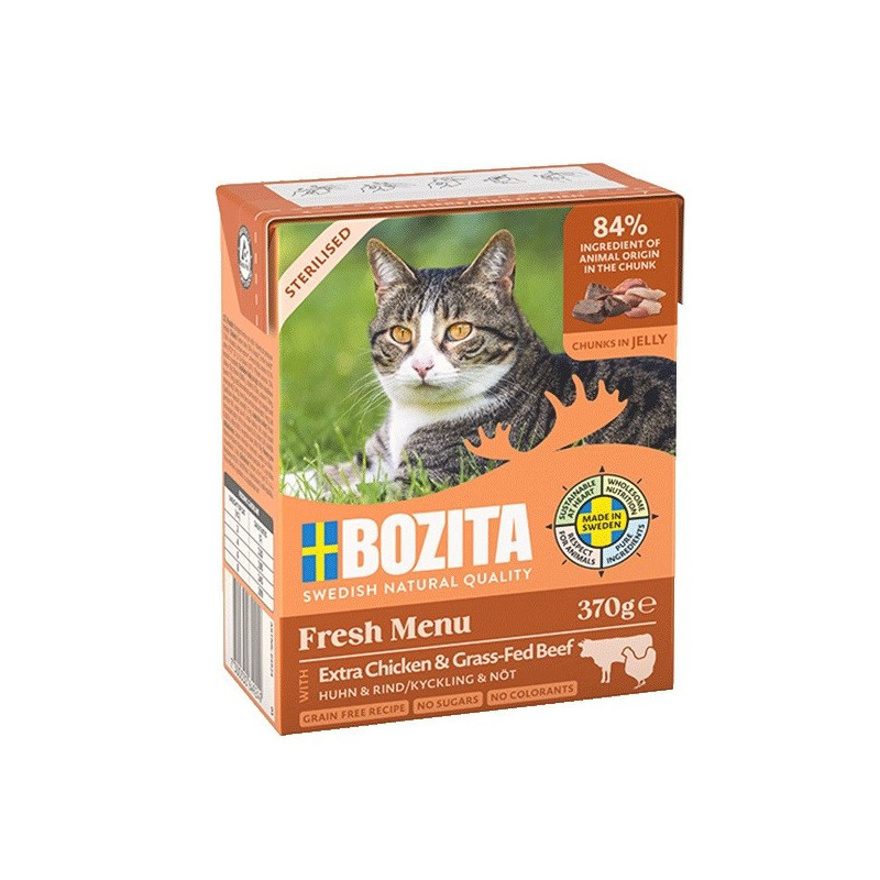 BOZITA Fresh Menu Sterilised Extra Chicken with beef - wet cat food - 370g