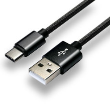 everActive kabelis USB-C 1m - juodas, pintas, greitas įkrovimas, 3A - CBB-1CB