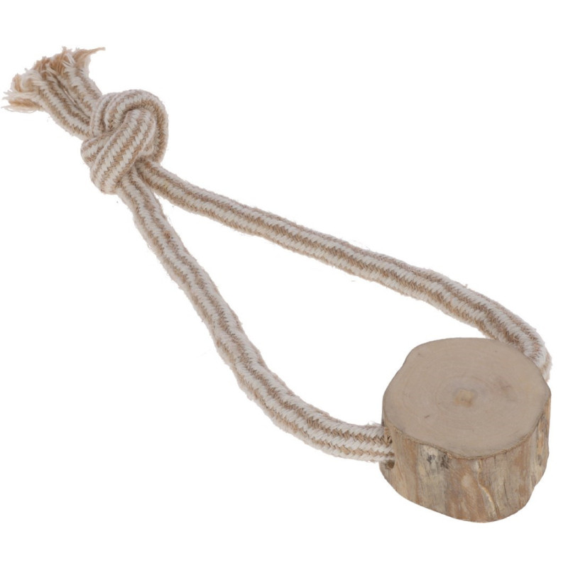 KERBL Dog Tug, Jute and Cotton Loop, Coffee Wood - Natural Toy - 45 cm