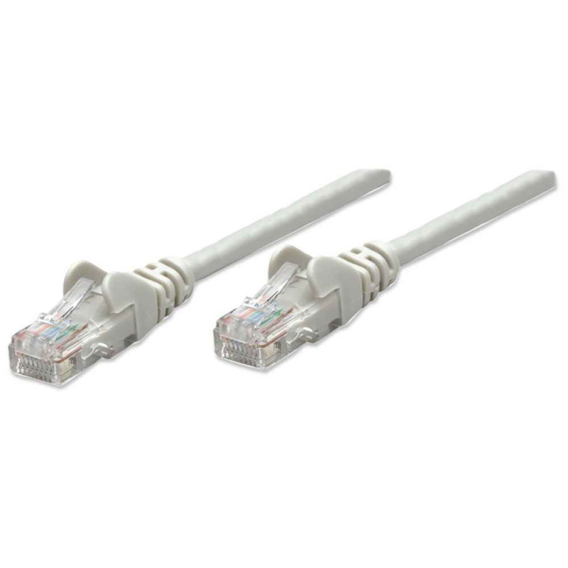 „Intellinet“ tinklo pataisos kabelis, Cat6, 1 m, pilkas, CCA, U / UTP, PVC, RJ45, paauksuoti kontaktai, be kliūčių, įkra