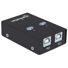 Manhattan USB-A Automatic Sharing Switch, 2x USB-B Ports, 480 Mbps (USB 2.0), Dual Control (Auto-Sensing or Manual), Bus