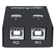 Manhattan USB-A Automatic Sharing Switch, 2x USB-B Ports, 480 Mbps (USB 2.0), Dual Control (Auto-Sensing or Manual), Bus