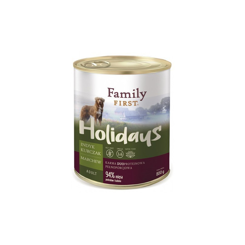 FAMILY FIRST Holidays Adult Turkey, chicken, carrot - Wet dog food - 800 g