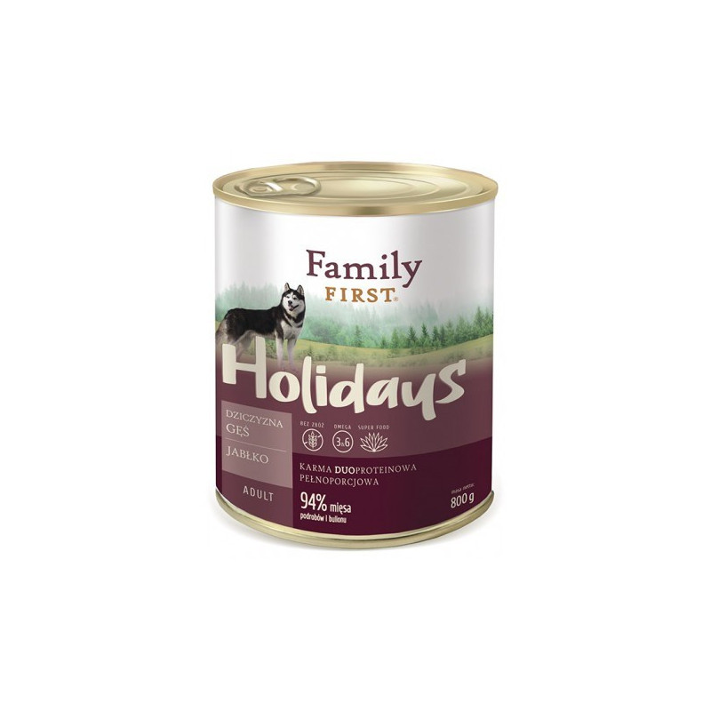 FAMILY FIRST Holidays Adult Venison, goose, apple - Wet dog food - 800 g