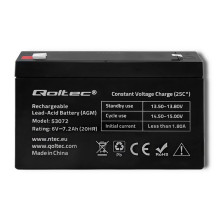 Qoltec 53072 AGM battery , 6V , 7.2 Ah