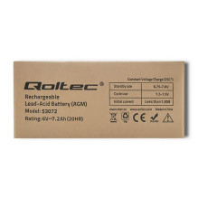 Qoltec 53072 AGM baterija, 6V, 7,2 Ah