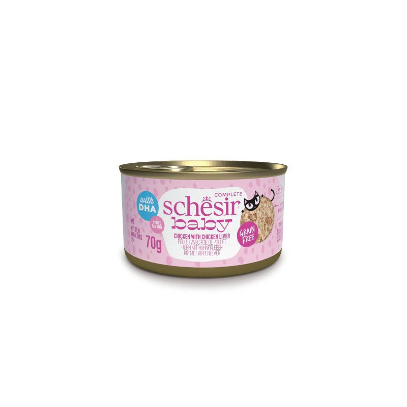 SCHESIR Baby Chicken with liver in broth - wet food for kittens - 70g