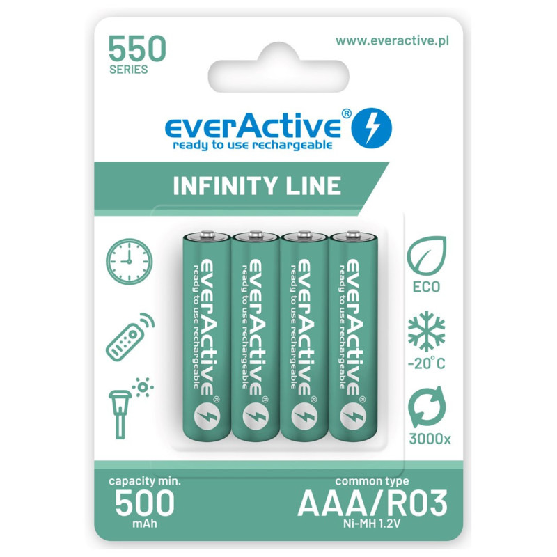 Įkraunamos baterijos everActive Ni-MH R03 AAA 550 mAh Infinity Line