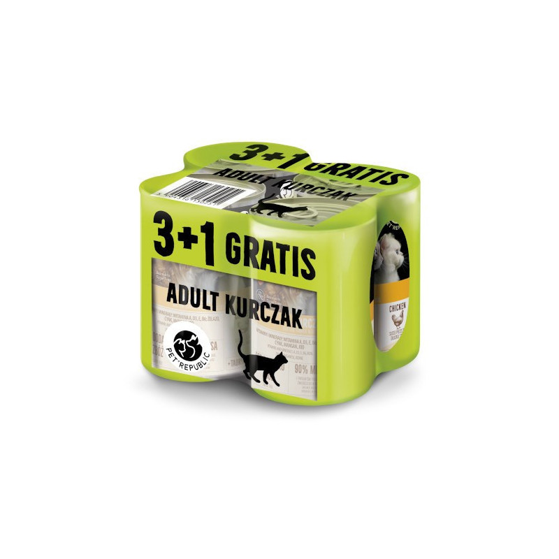 PETREPUBLIC Adult Chicken - wet cat food - 3 + 1 gratis! 4 x 400g