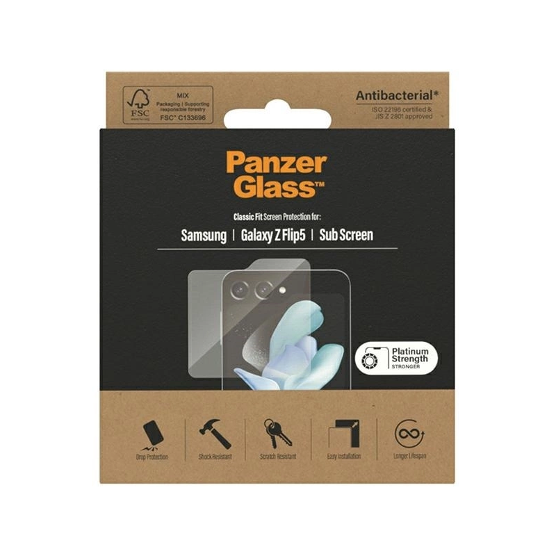 PanzerGlass Classic Fit antibakterinis stiklas, skirtas Samsung Galaxy Z Flip 5