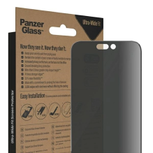 „PanzerGlass Ultra-Wide Fit“ grūdinto stiklo antibakterinis privatumas su padėties įtaisu, skirtu „iPhone 14 Pro Max“