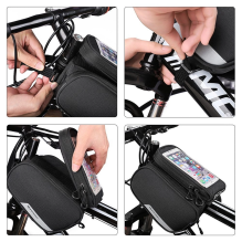 Wozinsky frame bike bag + detachable phone cover up to 6.5 &quot;1.5l black (WBB7BK)