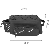 Wozinsky bike carrier bag with 9l shoulder strap (rain cover included) black (WBB22BK)