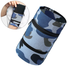 Fabric armband on the arm for running fitness, camo blue