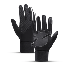 Insulated, non-slip sports phone gloves (size S) - black