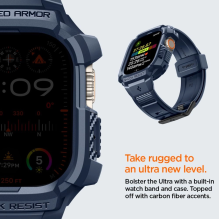 „Spigen Rugged Armor Pro“ dėklas, skirtas „Apple Watch Ultra 1/2“ (49 mm) – tamsiai mėlynas