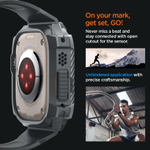 „Spigen Rugged Armor Pro“ dėklas, skirtas „Apple Watch Ultra 1/2“ (49 mm) – tamsiai pilkas