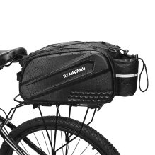 WYA36Y7S Bike Pannier Bag with Long Strap and Expandable Side Pockets - Black