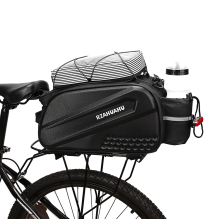 WYA36Y7S Bike Pannier Bag with Long Strap and Expandable Side Pockets - Black