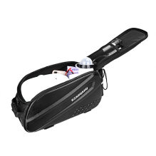 WYA36Y7S Bike Pannier Bag with Long Strap and Expandable Side Pockets - Black