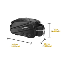 WYA36Y7S Bike Pannier Bag with Long Strap and Expandable Side Pockets - Black